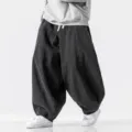 Pantalon sarouel en denim ample pour hommes streetwear décontracté jean large vintage - M / Bas / Noir