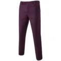 Men's deep purple slim fit suit trousers detail, classic business casual pants showcase! - Dark Red