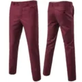 Pantalon de costume bordeaux slim pour homme business casual uni droit élégant - S / Bordeaux