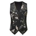 Men's stylish slim fit embroidered suit vest formal business casual waistcoat top. - M / Tops / Gold