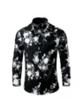 Chemise à manches longues pour hommes avec un motif floral noir et blanc très élégant. - M / Hauts / Floral Noir et Blanc (Couleur 1)