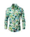 Vue détaillée de la chemise à manches longues pour homme avec imprimé jungle tropicale. - M / Hauts / Jungle Tropicale Multicolore (Couleur 4)