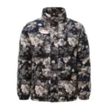 Men's winter floral padded jacket, vintage print puffer coat, warm stand collar casual outerwear. - M / Tops / Navy Blue