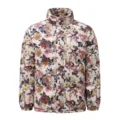 Men's winter vintage floral padded jacket casual warm thick outerwear with stand collar. - M / Tops / White