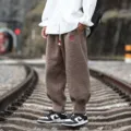 2025 Hommes Hiver Épaissi Laine D'agneau Rétro Brodé Style Chinois Pantalon Casual - M / Bas / Café