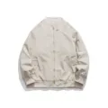 Veste bomber décontractée pour homme beige coupe ample automne hiver vêtements d'extérieur - M / Hauts / Blanc Cassé