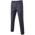 Vue rapprochée du pantalon de costume décontracté slim pour hommes en bleu foncé. - S / Gris foncé