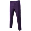 Purple mens casual suit trousers slim fit business dress pants detail view product display - Purple