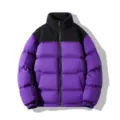 Doudoune colorblock hiver pour homme, col montant chaude et epaisse manteau violet - S / Hauts / Violet