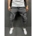 Ανδρικό Παντελόνι Jogger Slim Fit Casual Αθλητικό με Τσέπες με Φερμουάρ Γκρι - M / Bottoms / Γκρι