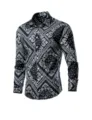 Gros plan sur la chemise décontractée à manches longues noire pour homme motif paisley. - M / Style 4