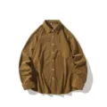 Camisa chaqueta de pana de manga larga color liso vintage para hombre otoño - M / Tops / Café