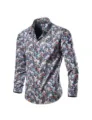 Men long sleeve floral print shirt detailed view, casual button down floral top for men. - Color No. 13