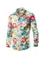 Men's long sleeve floral casual shirt, vibrant botanical print design for spring and summer style. - Style 6