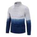 Sueter de cuello alto con degradado para hombre, elegante prenda de punto slim fit de invierno. - M / Azul