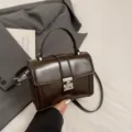 Brown vintage top handle box bag for women, stylish chic small crossbody bag variant. - Style B Coffee