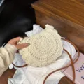 Mujer beige crochet bolso bandolera verano casual hecho a mano tejido concha bolso de playa - Blanco Roto