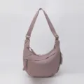 Casual nylon crescent shoulder bag, versatile womens crossbody dumpling bag for daily commute. - Deep Pink