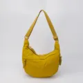 Women's Yellow Nylon Crescent Crossbody Bag Casual Lightweight Shoulder Bag Daily Handbag - Dark Yellow