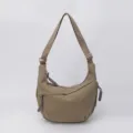 Casual nylon crescent crossbody shoulder bag, lightweight slouchy dumpling bag for women. - Khaki