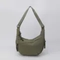 Green nylon crossbody dumpling bag, casual daily shoulder bag with adjustable strap. - Army Green