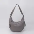 Grey casual nylon crossbody bag, versatile lightweight dumpling shoulder bag for women. - Gray