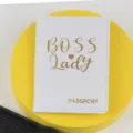 White Crocodile Pattern PU Leather Passport Holder Travel Document Organizer Cover Case - BOSS LADY Print Style (260422-1) / White