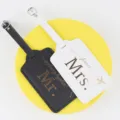 PU leather couple luggage tags set black and white travel ID labels wedding gift tags - Couple Model (Black and White)