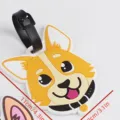 Cute Corgi dog PVC luggage tag with black strap, portable anti-lost suitcase label for travel. - 11x8cm / 1 Gold Dog