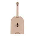 PU leather travel luggage tag with airplane design, durable anti-lost suitcase holder. - Khaki