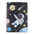 Funda de pasaporte de cuero PU con diseño de astronauta lindo para protección de viaje. - Estilo astronauta / Negro