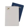 Custodia Protettiva per Passaporto in Pelle PU da Viaggio con Aereo 3D Dorato Bianco - Grigio