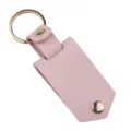 Pink leather DIY blank keychain with metal ring and snap button for heat transfer printing. - Pink
