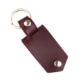 Blank leather sublimation keychain with metal ring and snap button for custom DIY gifts. - Burgundy