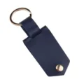 Dark blue leather blank keychain with gold ring and snap button for DIY thermal transfer. - Dark Blue