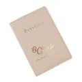 Elegante porta passaporto in pelle PU rosa cipria con stampa a caldo dorata per viaggi. - Kaki