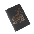 Schwarze PU-Leder Reisepasshülle mit goldenem Flugzeug-Design, wasserdichter Dokumentenhalter. - Schwarz