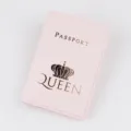 Custodia per passaporto in pelle PU rosa con stampa corona dorata, porta documenti viaggio. - 14*10cm / Rosa chiaro