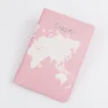 Fundas para pasaporte de cuero PU rosa con impresión de mapa mundial, estuche de viaje. - 14*10cm / Estilo Mapa Rosa
