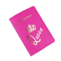Funda para pasaporte rosa de viaje con diseño de corona dorada para proteger documentos - Rosa rojo