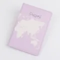 Fundas para pasaporte de cuero PU morado claro con estampado de mapamundi blanco. - 14*10cm / Estilo Mapa Morado Claro