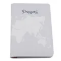 Custodia per Passaporto in Pelle PU Grigia con Stampa Mappa del Mondo per Viaggio - Mappa del Mondo (20200504-2) / Grigio-1