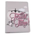 Custodia per Passaporto in Pelle PU Grigia Copertura Protettiva con Stampa Aereo - Tema del Tempo di Viaggio (20200504-2) / Grigio-2