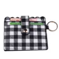 Portacarte in pelle PU a quadretti neri e bianchi con portachiavi e fessure multiple per carte. - Pied-de-poule Nero