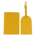 Set elegante di porta passaporto ed etichetta per valigia in ecopelle PU gialla. - Combo Porta Passaporto E Targhetta / giallo limone