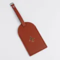 Etichetta bagaglio in pelle PU marrone con decoro aereo in metallo, porta carte da viaggio. - Caffè
