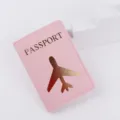 Portapassaporto in pelle PU rosa con design di aeroplano dorato per i tuoi viaggi. - Rosa
