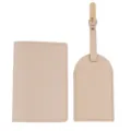 Ottimo set porta passaporto e comoda etichetta per valigia in pelle beige tinta unita - Combo Porta Passaporto E Targhetta / Kaki