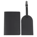 Set porta passaporto ed etichetta per bagaglio in pelle PU nera, organizer viaggio. - Combo Porta Passaporto E Targhetta / Nero