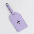 Etichetta per valigia in pelle PU viola con motivo aereo e fibbia metallica da viaggio - Viola chiaro